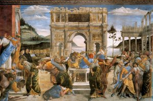 La Punizione di Core e la Lapidazione di Mosè e Aronne da Sandro Botticelli
